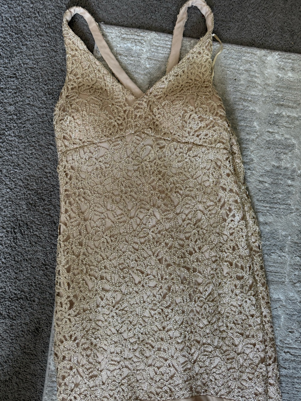 Gold Lace Strapless Dress